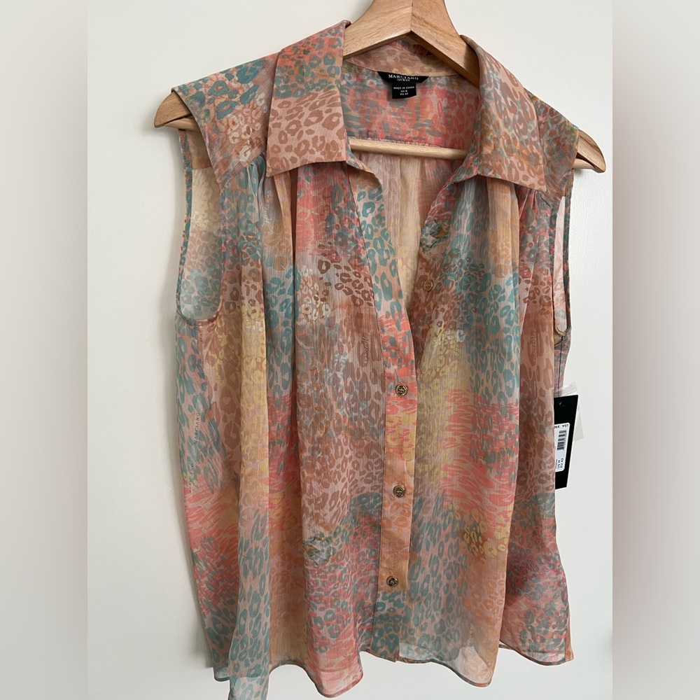 GUESS By Marciano Semi-Shade Maculage Sleeveless Top | Multicolor Size: M/6 - Picture 5 of 16